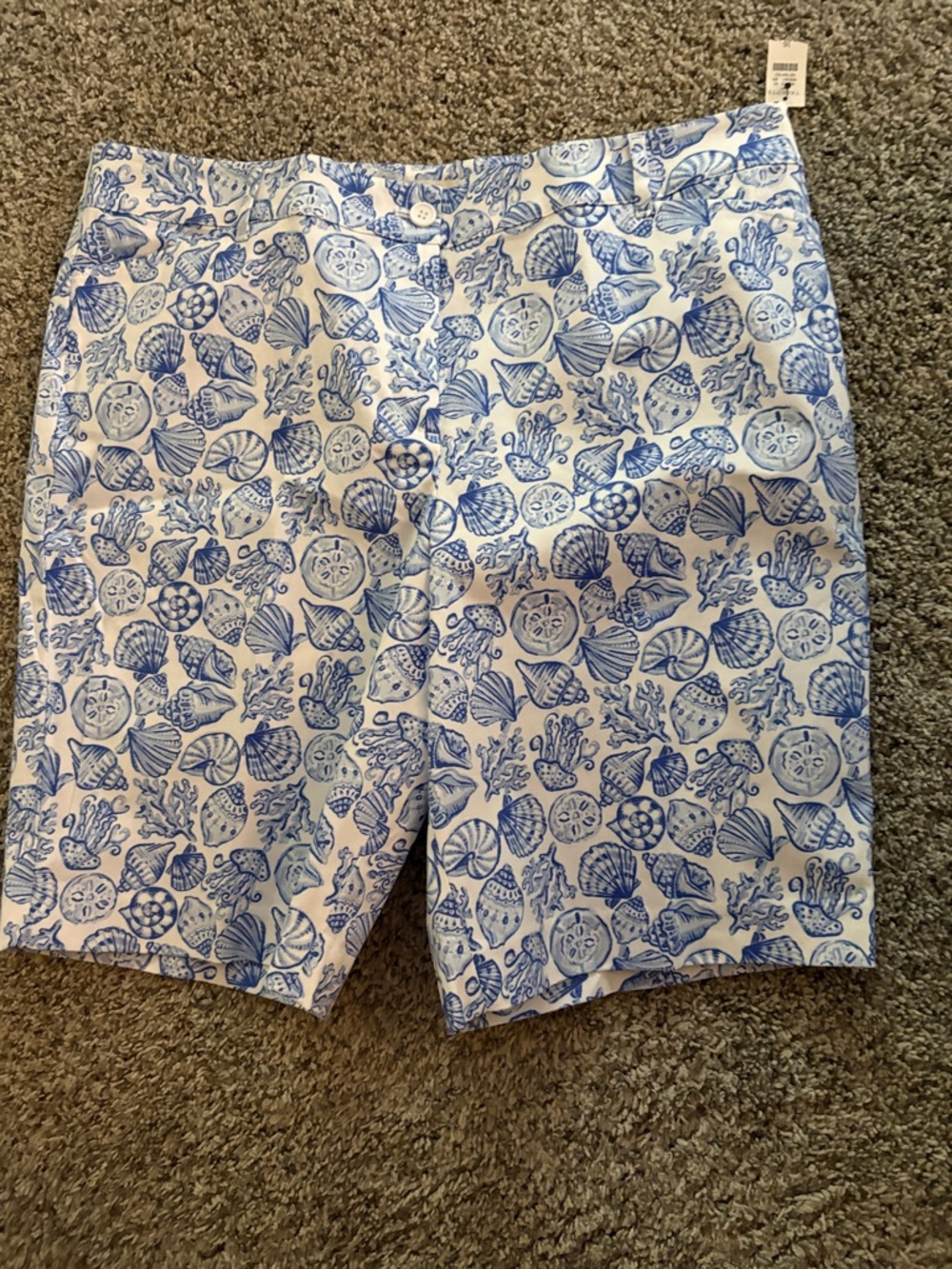 Talbots Blue and White Sea Shell Print Bermuda Shorts - Picture 5 of 5